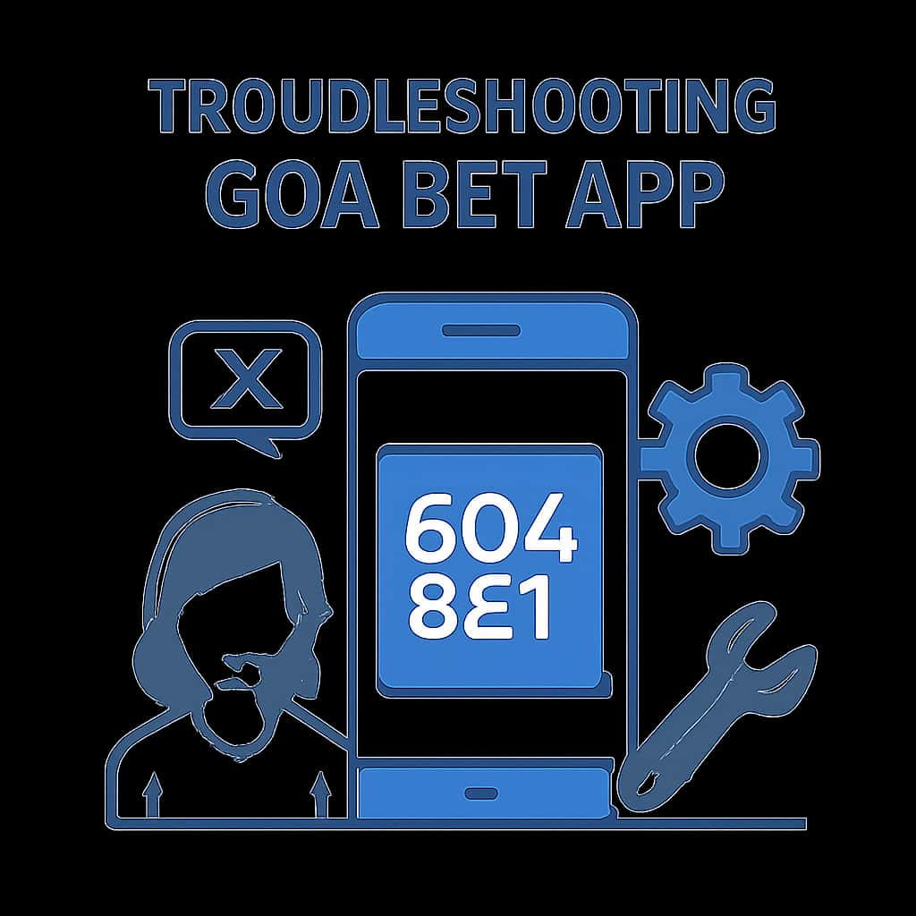 An educational illustration on troubleshooting issues within the Goa Bet app.